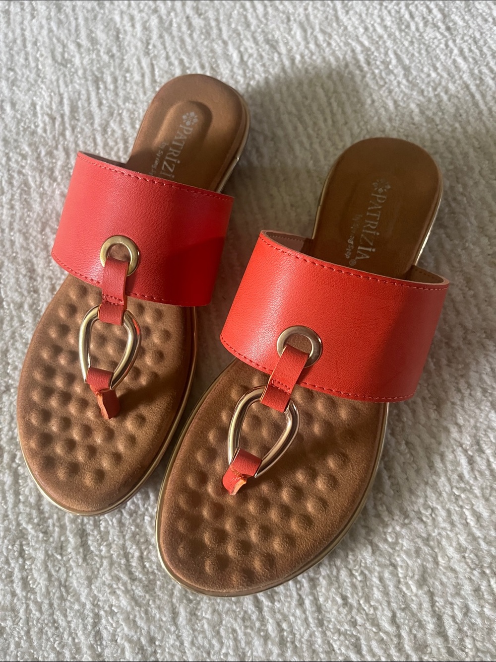 Coral Sandals with Gold Accent